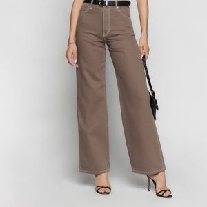 Reformation high wide wide leg cowboy jeans in brown!